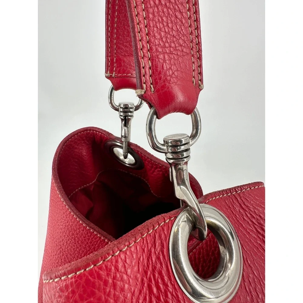 Miu Miu Red Pebbled Leather Slouchy Vintage Hobo Bag Silver Hardware Italy